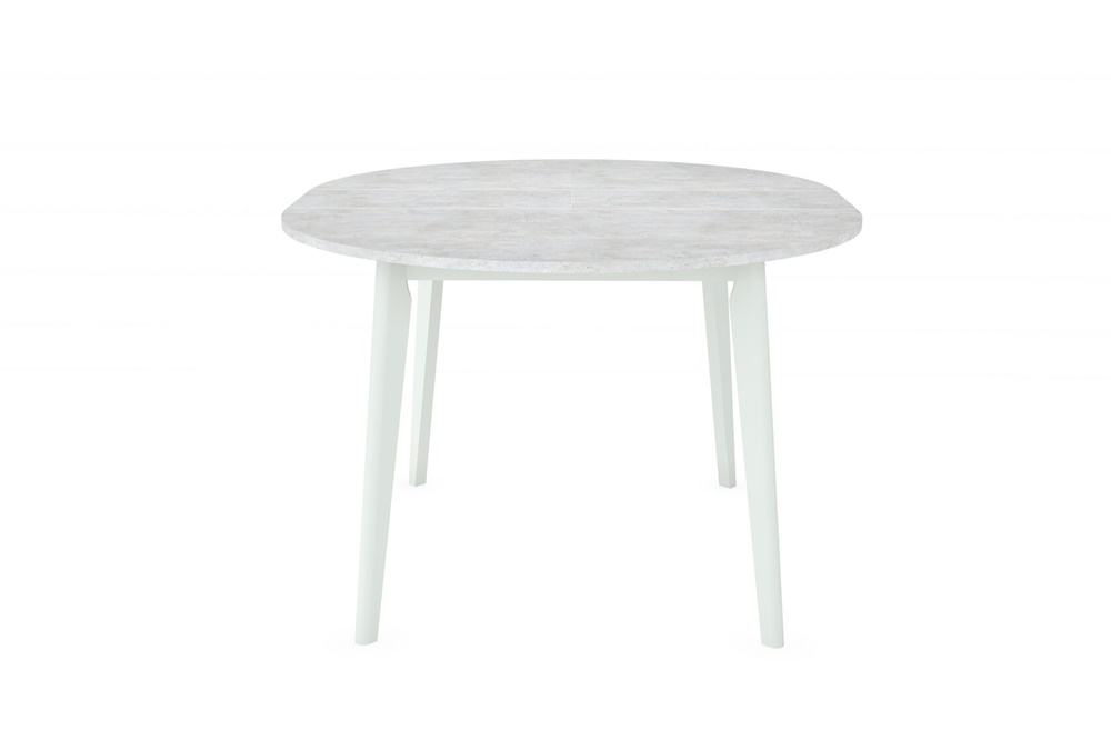 Круглый раздвижной стол в современном стиле. Цвет: Бетон лайт + Белый.