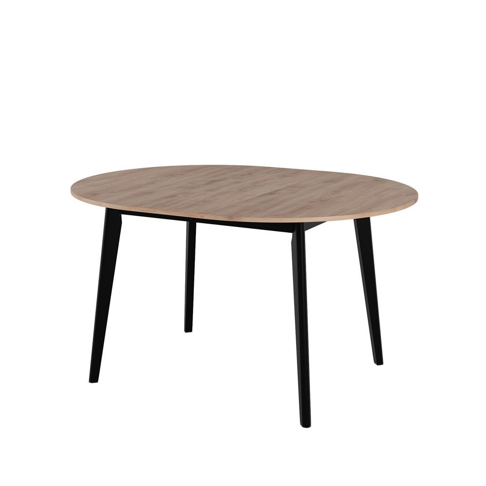 Круглый раздвижной стол в современном стиле. Цвета: Дуб навара + Черный