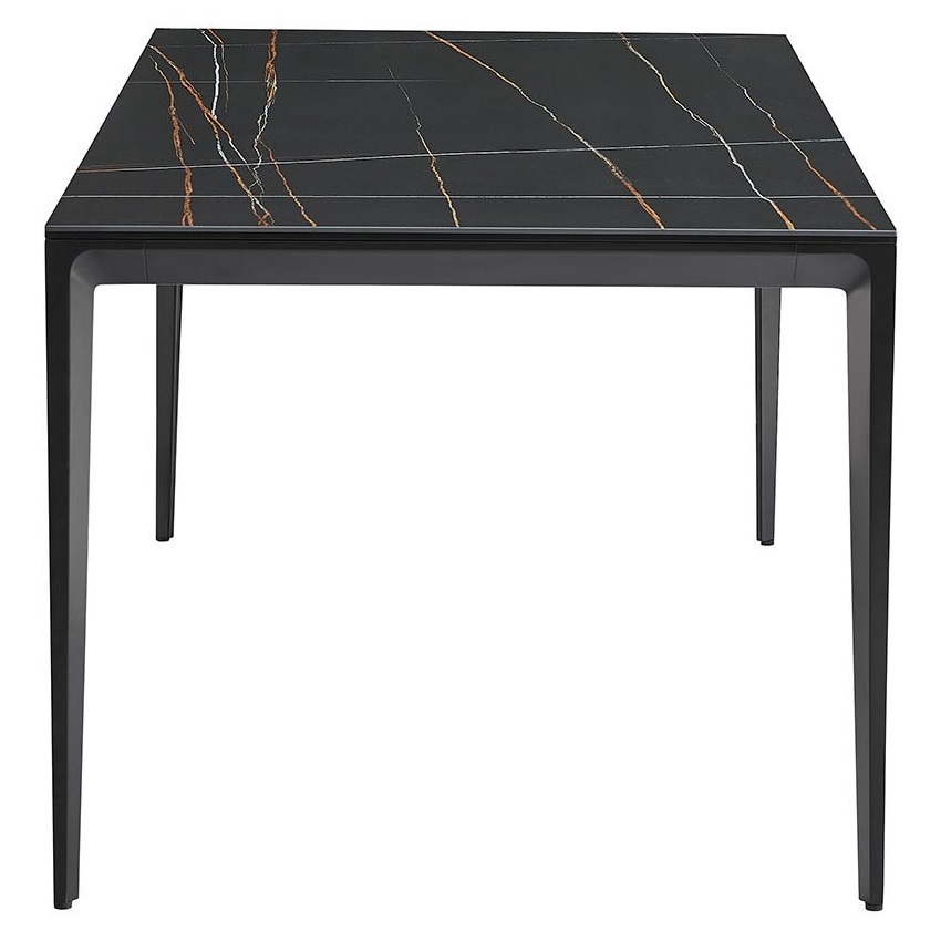 Нераздвижной обеденный стол из черной керамики.