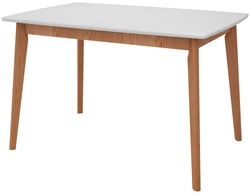 Прямоугольный раскладной стол в скандинавском, цвет: белый+ орех миланский