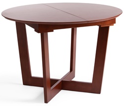 Круглый раскладной стол коричневого цвета, основание массив бука, столешница МДФ