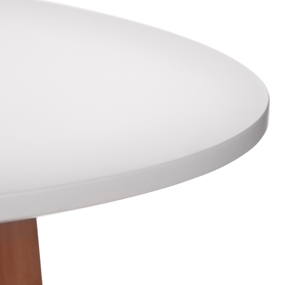 Круглый стол в стиле модерн. Столешница из МДФ белого цвета, выдержит воздействие жидкостей и тепла