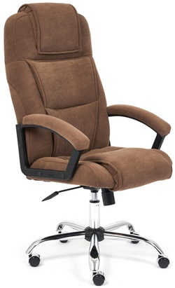Офисное кресло из металла, пластика обито тканью коричневого цвета