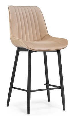 Полубарный стул из велюра на металлокаркасе. Цвет бежевый.