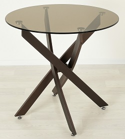 Круглый стол из стекла бронзовый на бронзовой опоре.