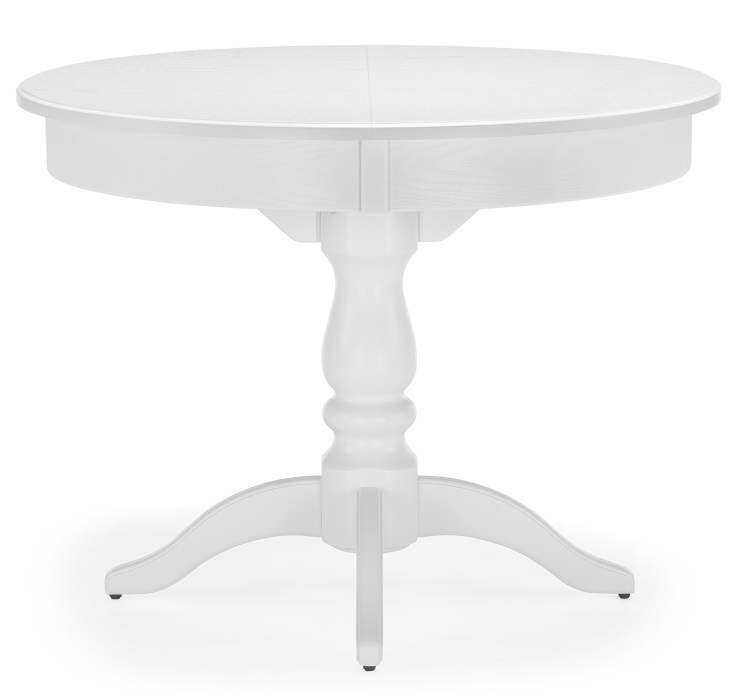 Круглый раскладной стол из дерева. Цвет белый.