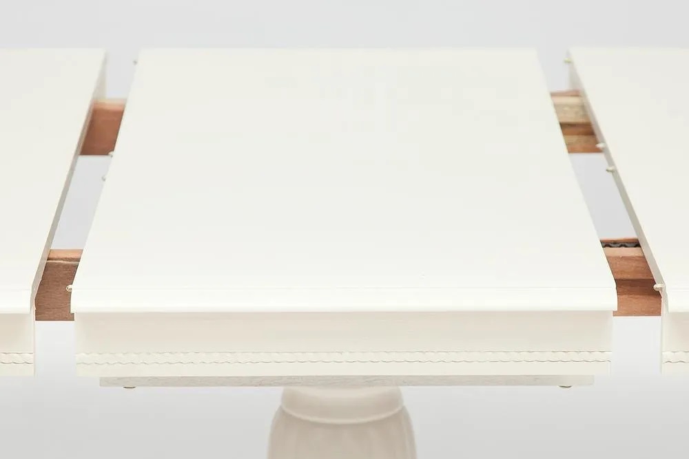 Белый обеденный стол. Раздвижной механизм.