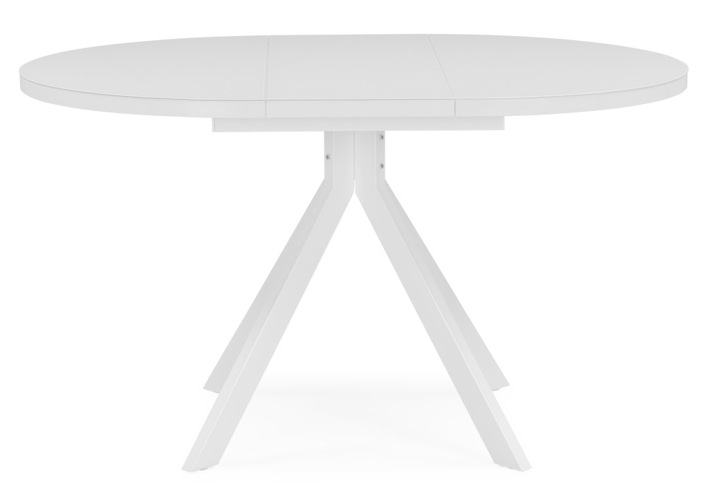 Раскладной стол со стеклом на металлокаркасе. Цвет белый.
