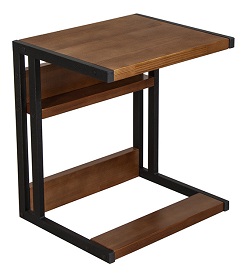 Приставной столик из дерева, на металлической основе.