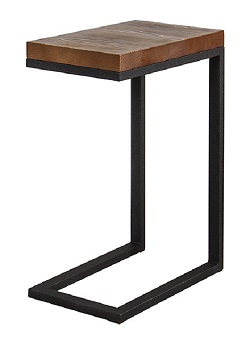Приставной столик из дерева, на металлической основе.
