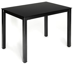 Обеденный стол из стекла и металла черного цвета