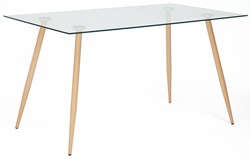 Стол с прозрачной стеклянной столешницей в современном стиле, ножки металл
