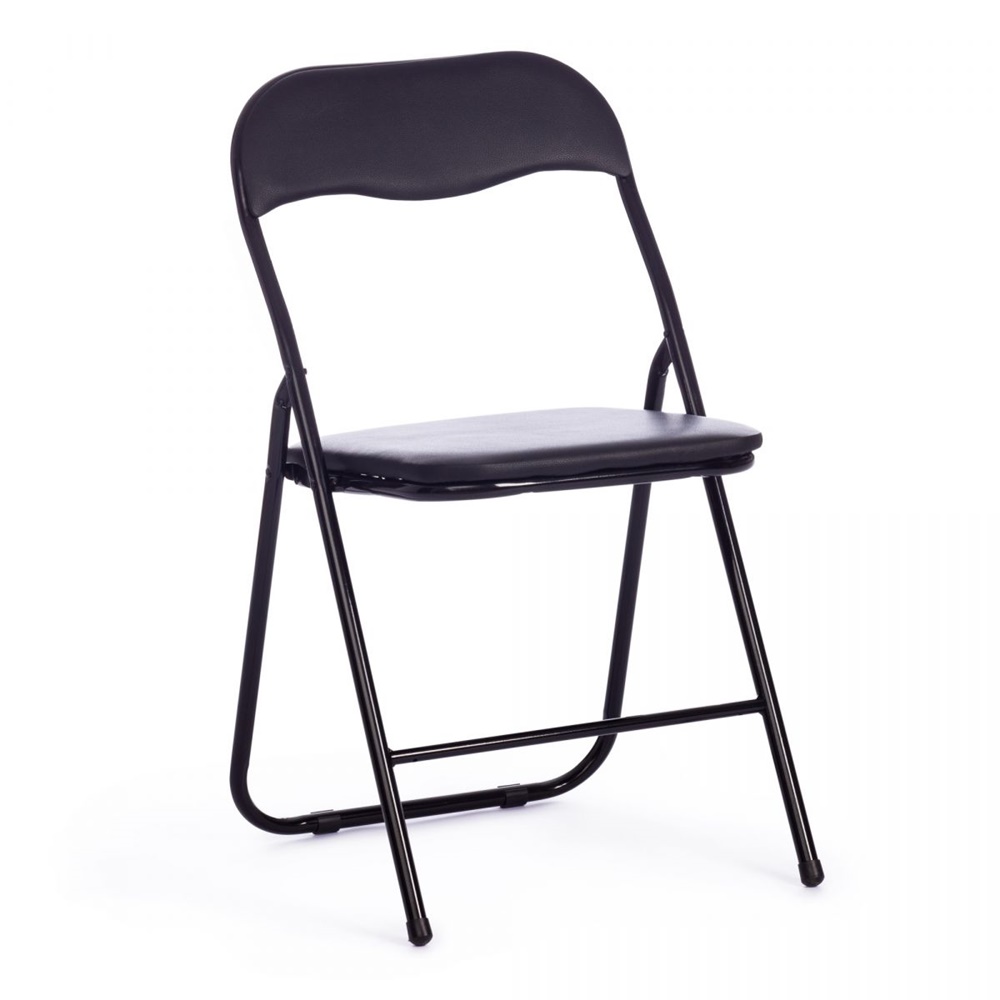 Черный стул в современном стиле, спинка из пластика, сиденье обито экокожей, каркас металлический