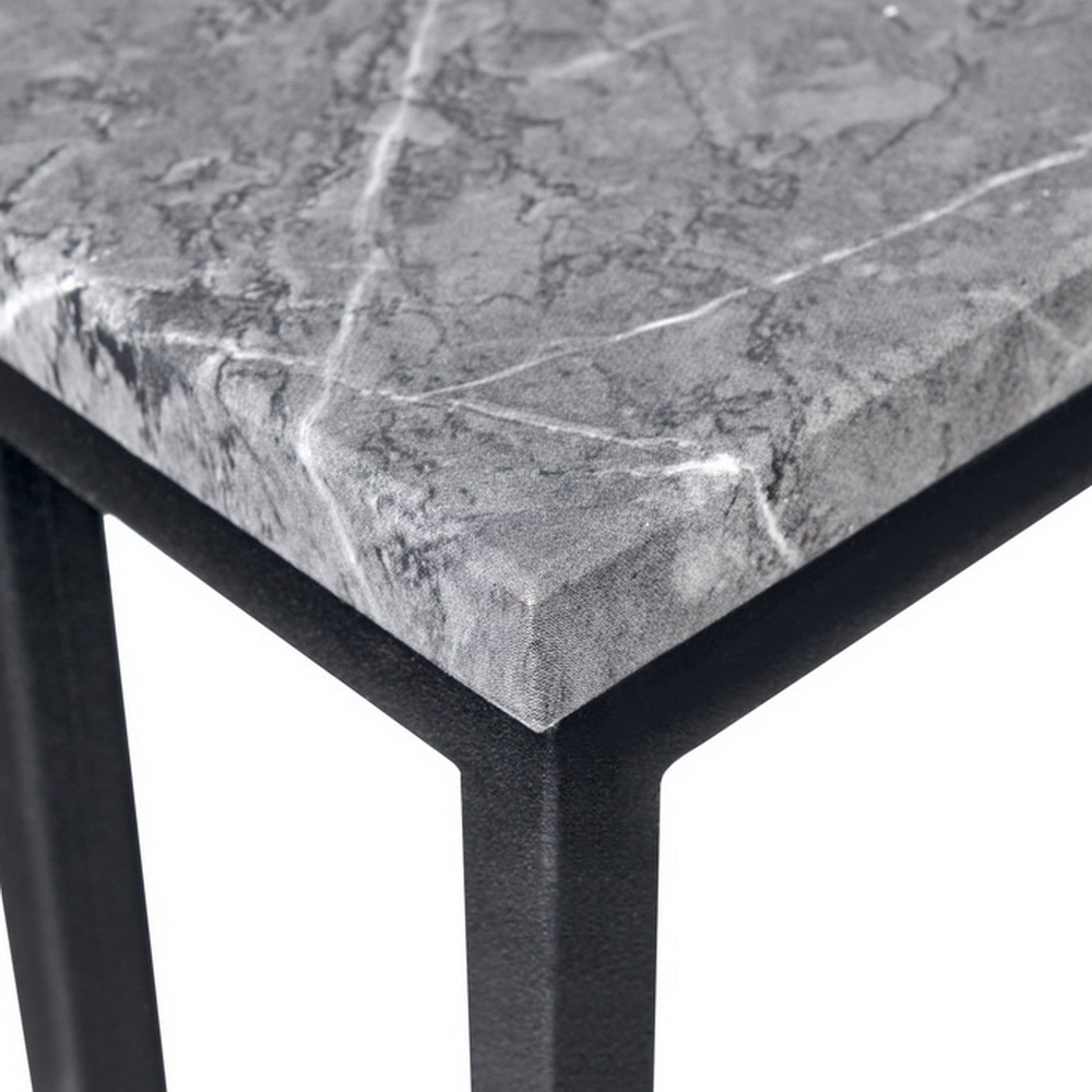 Приставной столик из МДФ на металлическом каркасе. Цвет серый мрамор.