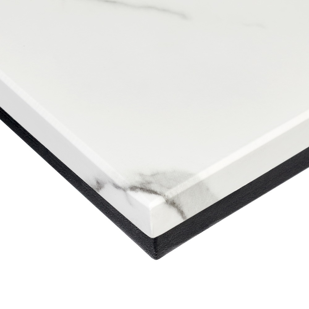 Приставной столик из МДФ на металлическом каркасе. Цвет белый мрамор.