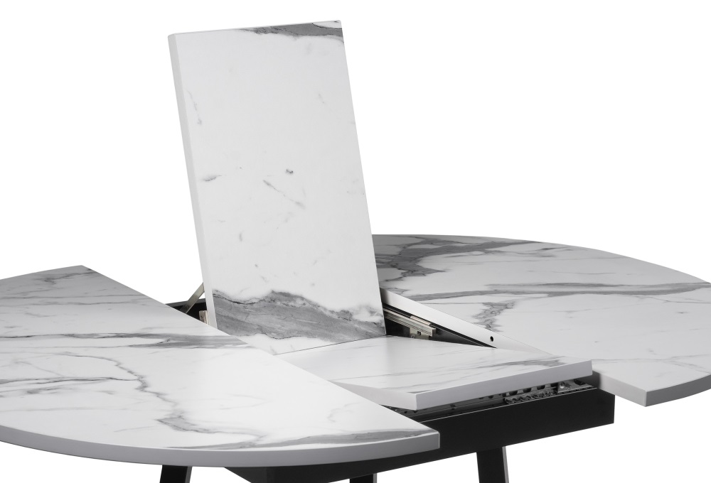 Круглый раздвижной стол из ЛДСП на металлокаркасе. Механизм раскладки.