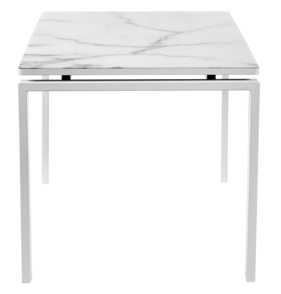 Раскладной стол со стеклом. Цвет белый мрамор.