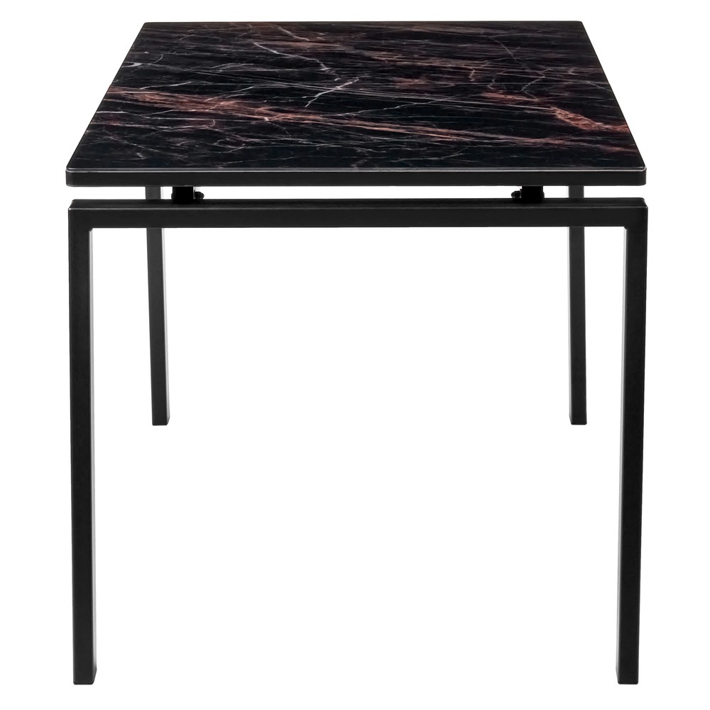 Раскладной стол со стеклом. Цвет черный мрамор.

