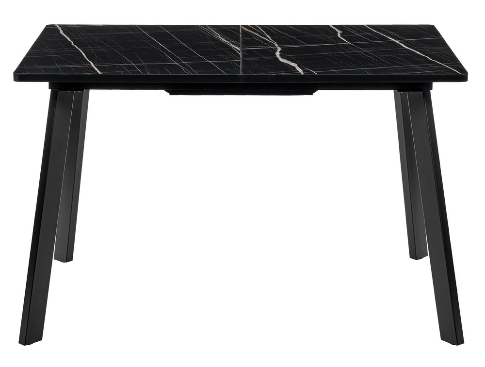 Прямоугольный раздвижной стол с покрытием из пластика. Цвет черный мрамор.