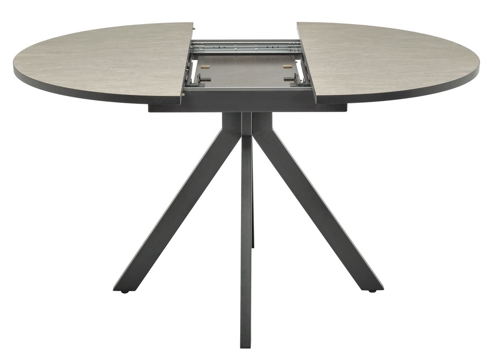 Круглый раскладной стол из ЛДСП и пластика. Цвет бетон слюда.
