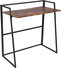Небольшой письменный стол в современном стиле, столешница МДФ 15 мм коричневого цвета, каркас металлический