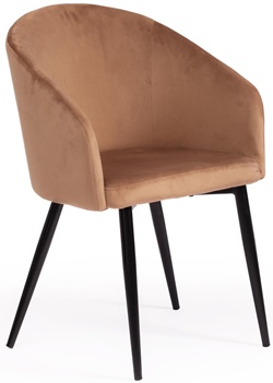 Мягкое кресло на металлическом каркасе, обивка вельвет коричневого цвета