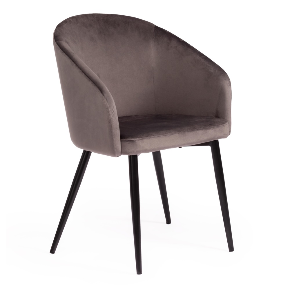 Мягкое кресло на металлическом каркасе, обивка вельвет серого цвета