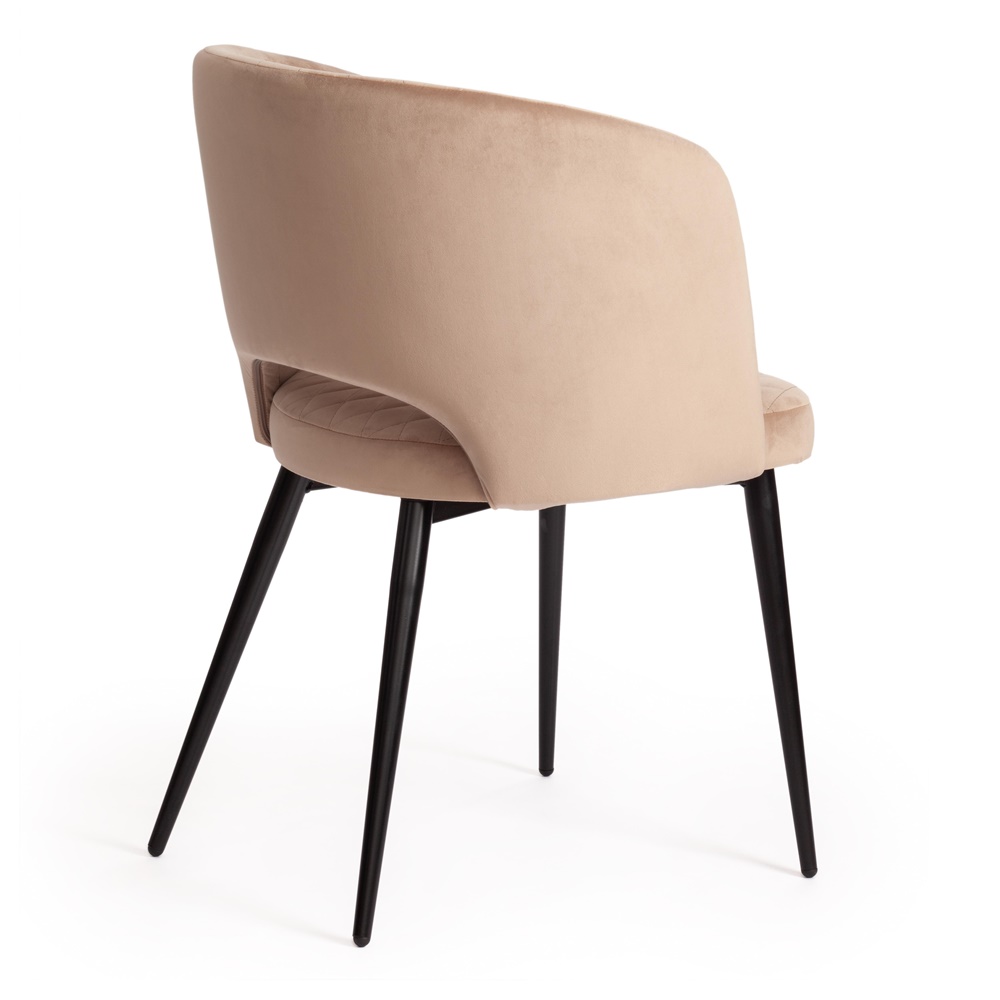 Мягкое кресло с подлокотниками на металлическом каркасе, обивка мебельная ткань бежевого цвета