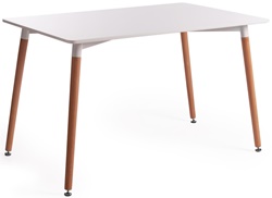 Обеденный стол с белой столешницей из МДФ, размер 80*120 см, ножки из натурального дерева