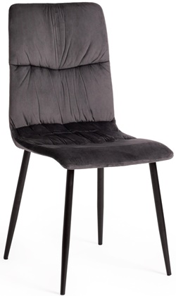 Мягкий стул на металлокаркасе черного цвета, обивка вельвет серого цвета