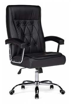 Офисное кресло из кожзама. Цвет черный.