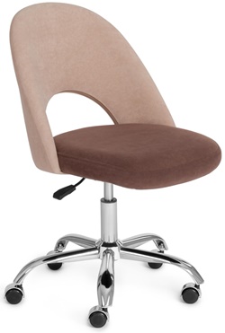 Офисное кресло без подлокотников на металлокаркасе, цвет комбинированный: бежевый/коричневый