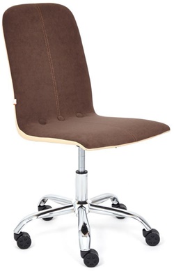 Офисное кресло без подлокотников на металлокаркасе, цвет комбинированный: коричневый/бежевый