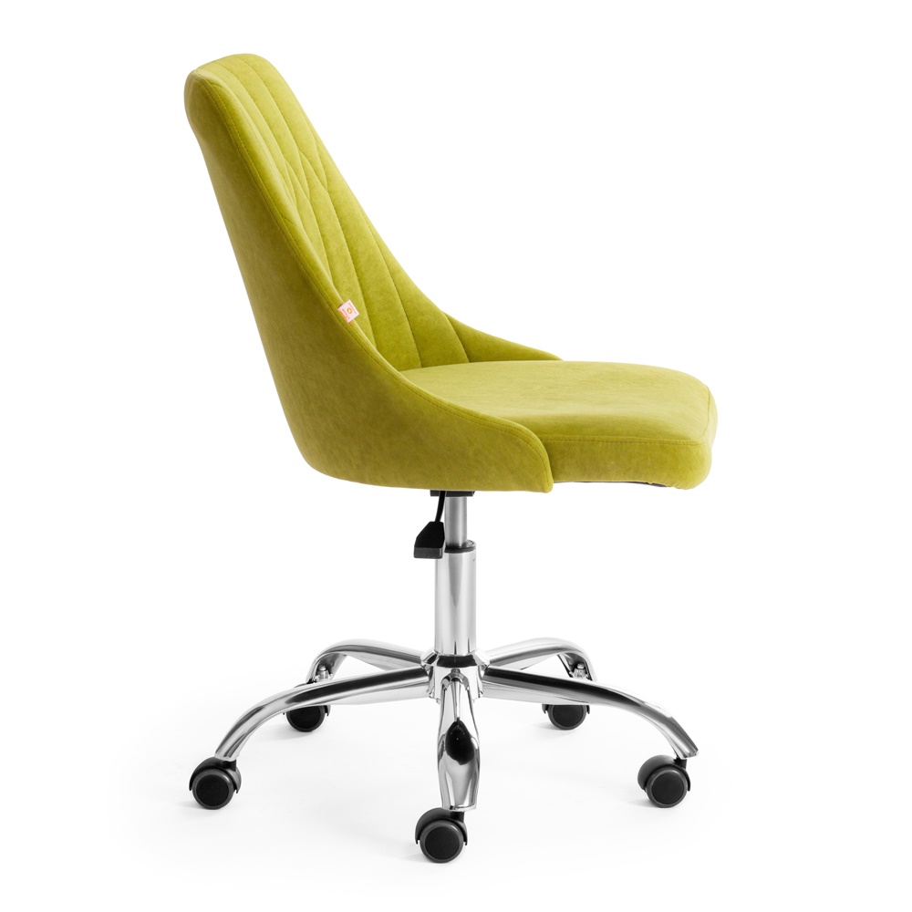 Офисное кресло без подлокотников на металлокаркасе, обивка ткань флок, цвет олива