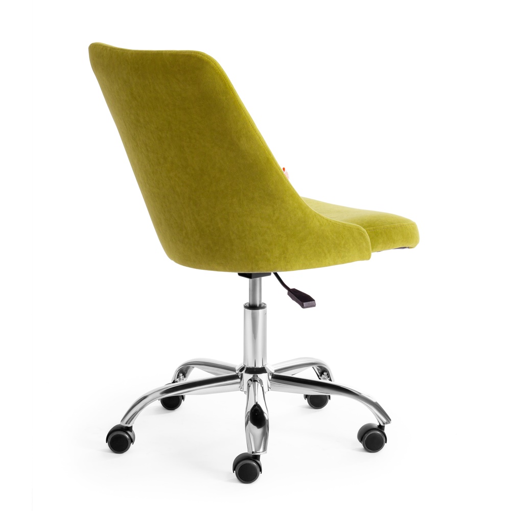 Офисное кресло без подлокотников на металлокаркасе, обивка ткань флок, цвет олива