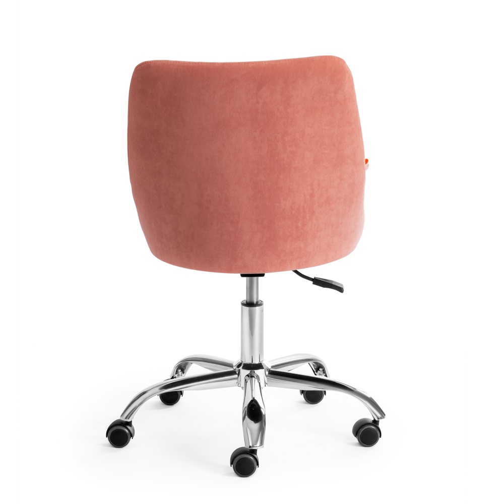 Офисное кресло без подлокотников на металлокаркасе, обивка ткань флок, цвет розовый