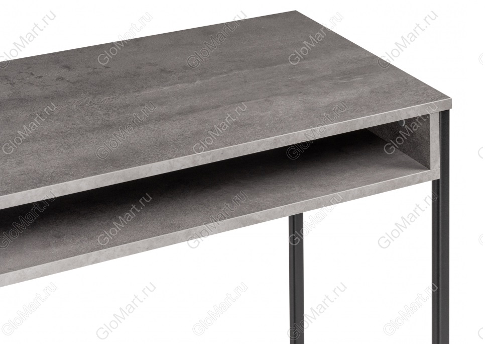 Стол письменный с нишей. Цвет бетон / черный матовый.