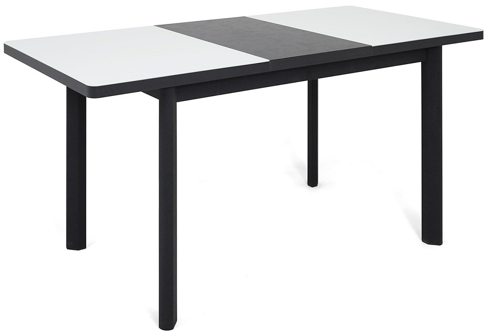 Обеденный стол из ЛДСП и стекла. Цвет белый/черный цемент.