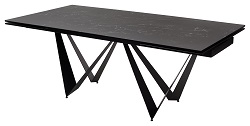 Большой керамический стол на металлическом каркасе. Цвет черный мрамор.