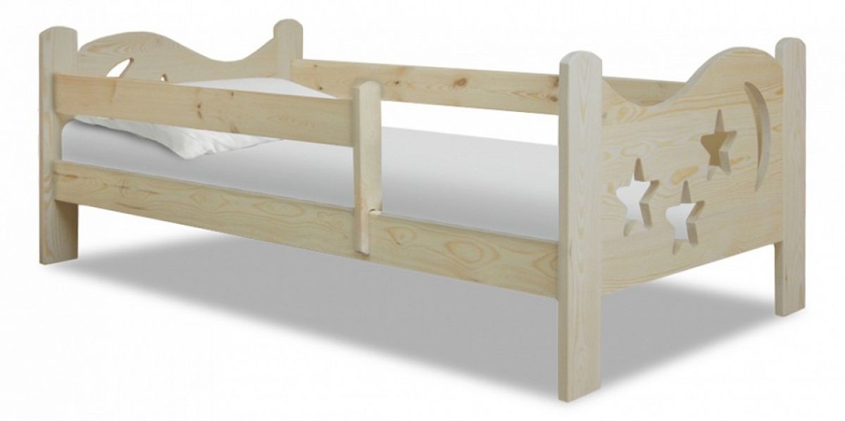 Детская кровать с бортиком, изготовлена из массива сосны, цвет: сосна