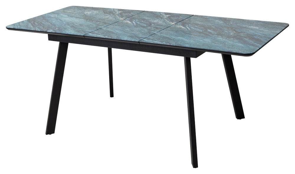 Раздвижной стол со стеклом на металлокаркасе. Цвет АКВАМАРИН.