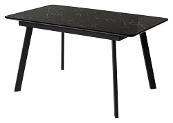 Раздвижной стол со стеклом на металлокаркасе. Цвет черный мрамор.
