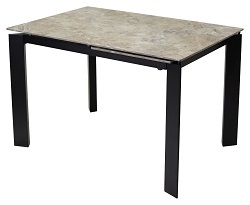 Обеденный раздвижной стол из монолитной керамики. Цвет GLOSS ATHENS BROWN.
