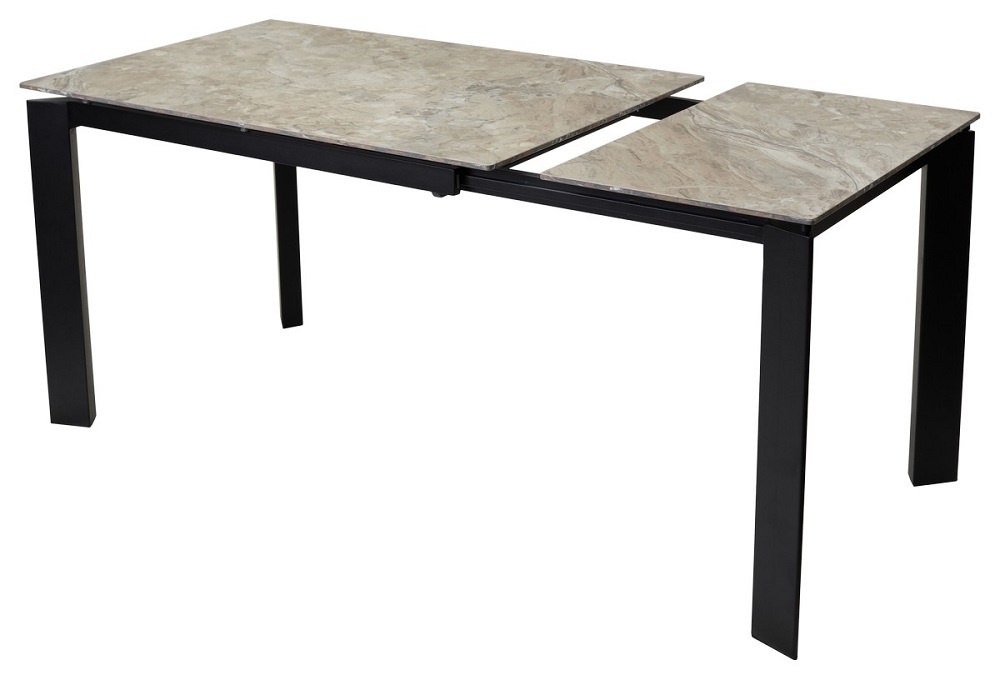 Обеденный раздвижной стол из монолитной керамики. Цвет GLOSS ATHENS BROWN.