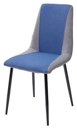 Стул из двухцветной ткани на металлокаркасе. Цвет серый/голубой.