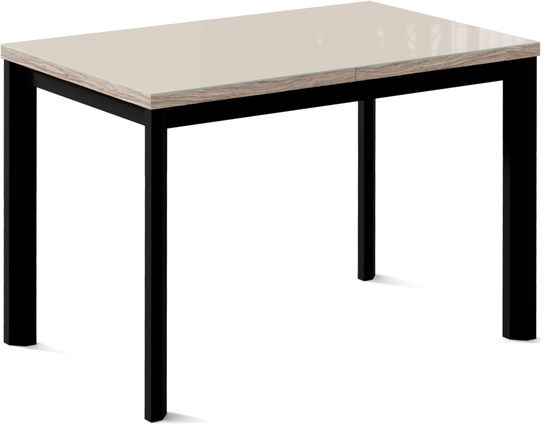 Обеденный стол из ЛДСП и стекла. Цвет латте/лофт
