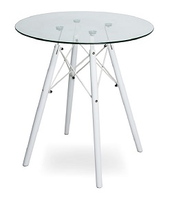 Стеклянный стол на белых ножках BT-13231