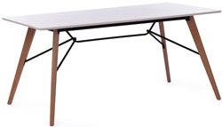 Нераскладной обеденный стол из МДФ и металла, столешница в белом цвете