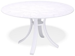 Круглый стол из МДФ и шпона. Цвет белый/шпон белый.