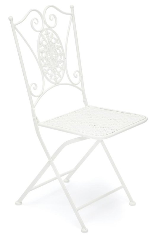 Кованый складной стальной стул белого цвета